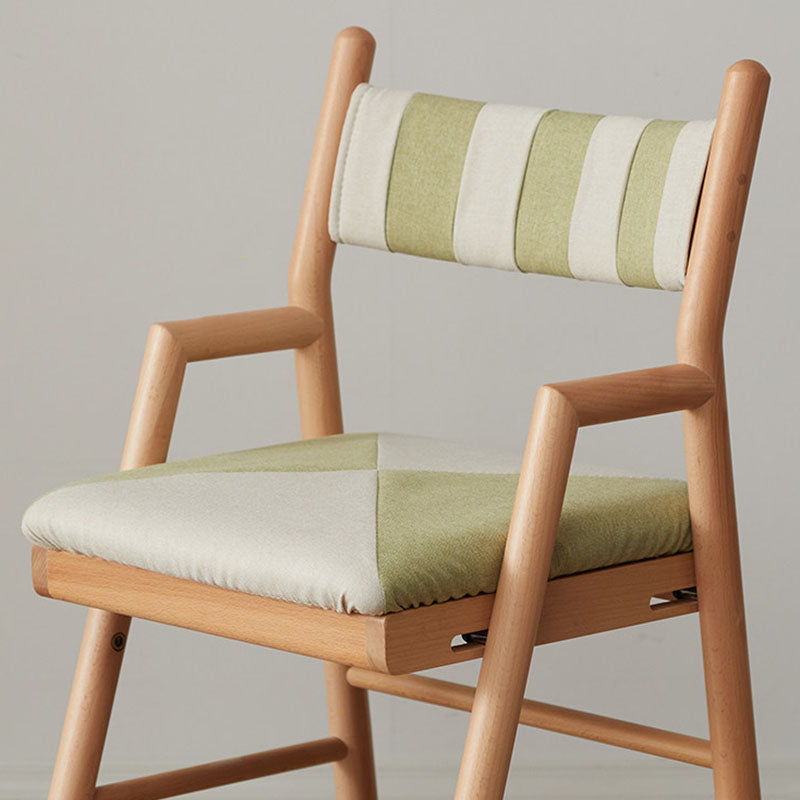 Contemporary Nordic Beech Cotton-Linen Fabric Trapezoidal Kids Adjustable Desk Chair Backrest Armrest For Study