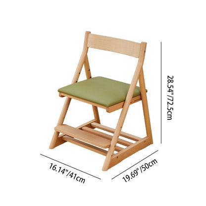 Modern Minimalist Triangular Beech Wood PU Leather Sponge Adjustable Kids Desk Chair Backrest Armless For Living Room & Study