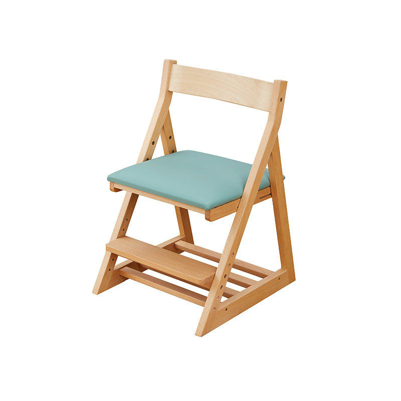 Modern Minimalist Triangular Beech Wood PU Leather Sponge Adjustable Kids Desk Chair Backrest Armless For Living Room & Study