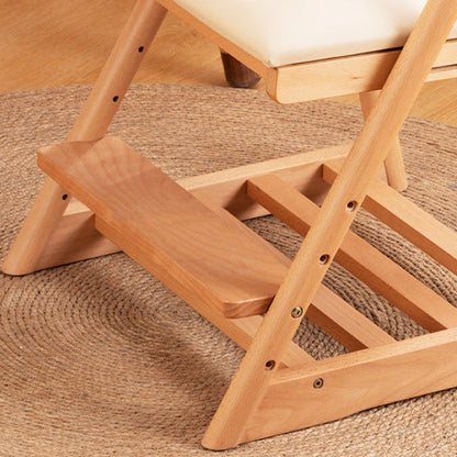Modern Minimalist Triangular Beech Wood PU Leather Sponge Adjustable Kids Desk Chair Backrest Armless For Living Room & Study