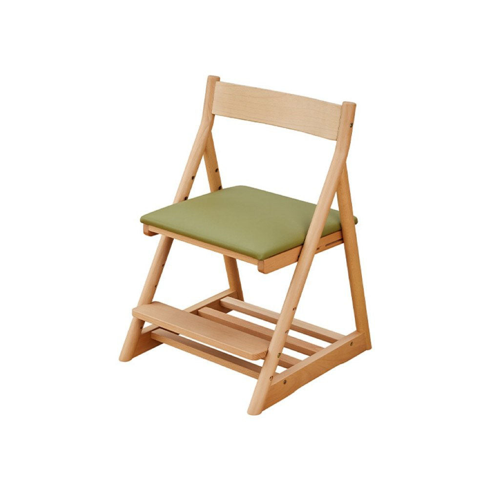 Modern Minimalist Triangular Beech Wood PU Leather Sponge Adjustable Kids Desk Chair Backrest Armless For Living Room & Study