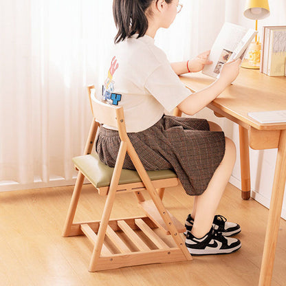 Modern Minimalist Triangular Beech Wood PU Leather Sponge Adjustable Kids Desk Chair Backrest Armless For Living Room & Study