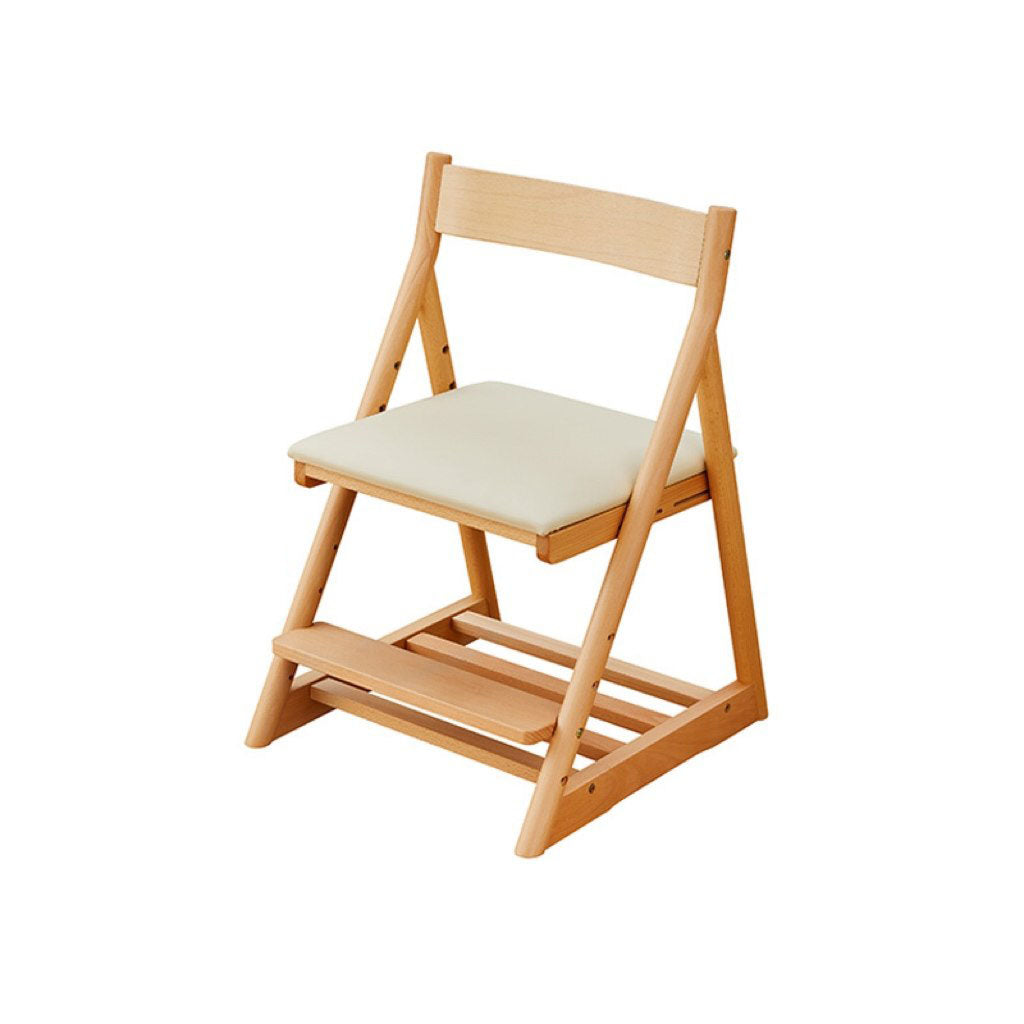 Modern Minimalist Triangular Beech Wood PU Leather Sponge Adjustable Kids Desk Chair Backrest Armless For Living Room & Study