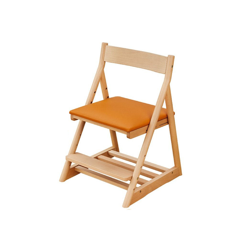 Modern Minimalist Triangular Beech Wood PU Leather Sponge Adjustable Kids Desk Chair Backrest Armless For Living Room & Study