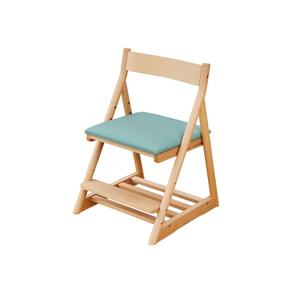 Modern Minimalist Triangular Beech Wood PU Leather Sponge Adjustable Kids Desk Chair Backrest Armless For Living Room & Study