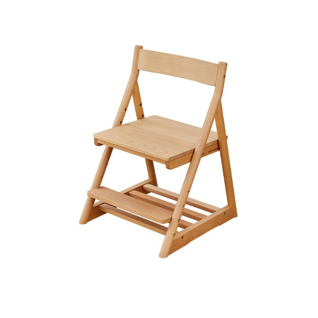 Modern Minimalist Triangular Beech Wood PU Leather Sponge Adjustable Kids Desk Chair Backrest Armless For Living Room & Study