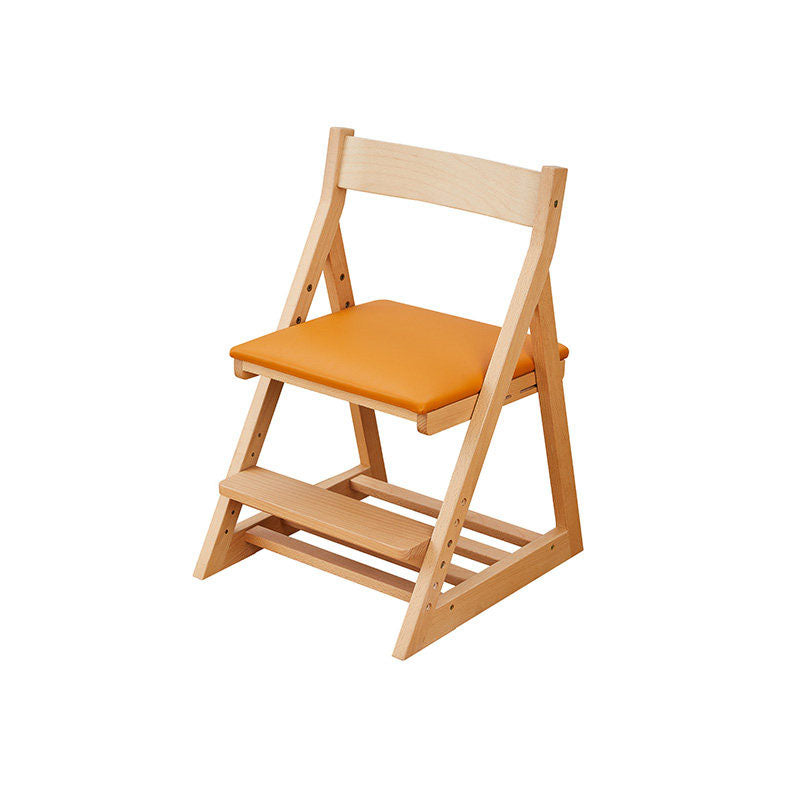 Modern Minimalist Triangular Beech Wood PU Leather Sponge Adjustable Kids Desk Chair Backrest Armless For Living Room & Study