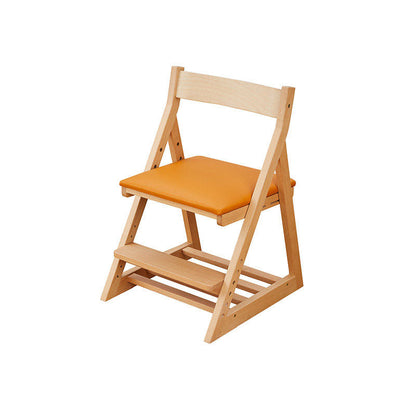 Modern Minimalist Triangular Beech Wood PU Leather Sponge Adjustable Kids Desk Chair Backrest Armless For Living Room & Study