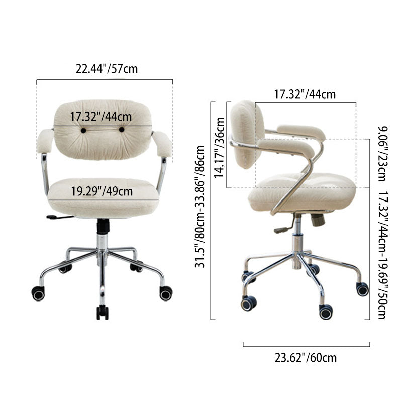 Contemporary Scandinavian Oval Solid Wood Plywood Steel Velvet-Upholstered Liftable Rotatable Desk Chair Backrest Armrest For Home Office