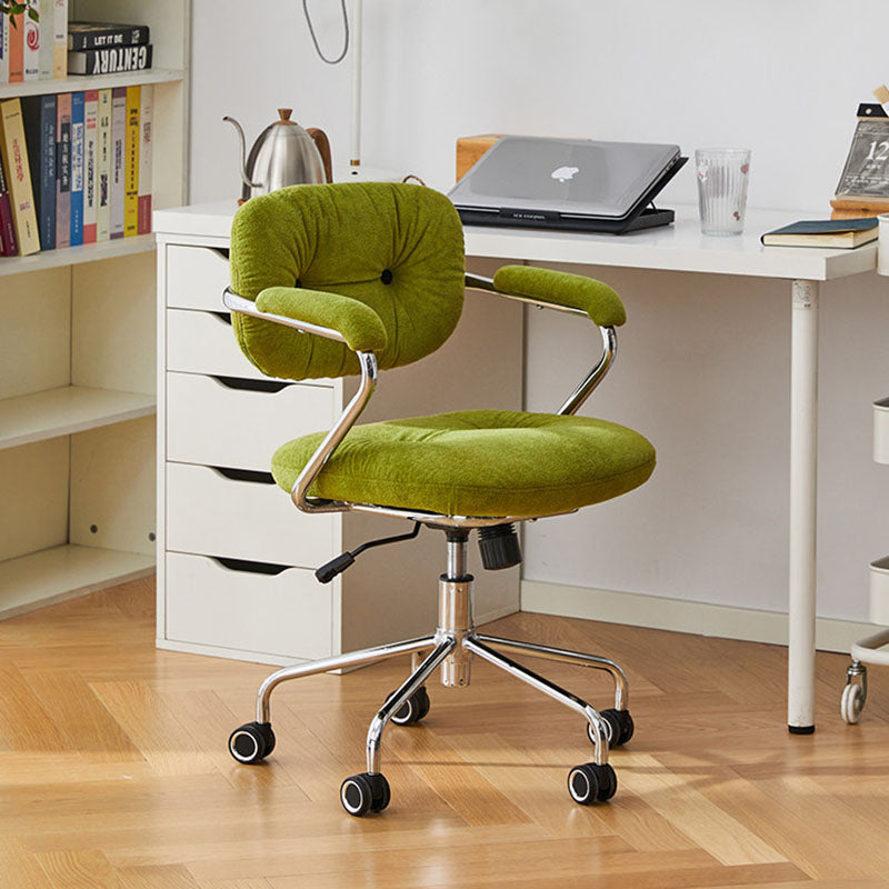 Contemporary Scandinavian Oval Solid Wood Plywood Steel Velvet-Upholstered Liftable Rotatable Desk Chair Backrest Armrest For Home Office