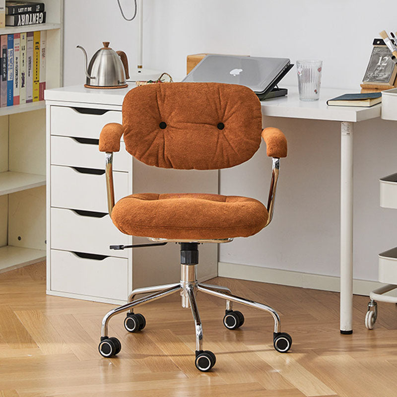 Contemporary Scandinavian Oval Solid Wood Plywood Steel Velvet-Upholstered Liftable Rotatable Desk Chair Backrest Armrest For Home Office