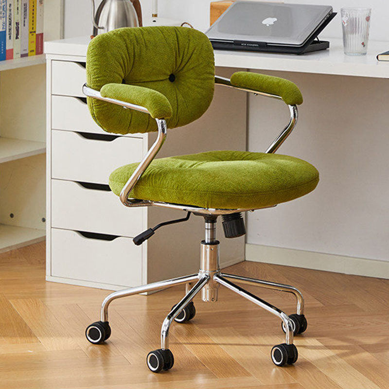 Contemporary Scandinavian Oval Solid Wood Plywood Steel Velvet-Upholstered Liftable Rotatable Desk Chair Backrest Armrest For Home Office