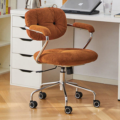 Contemporary Scandinavian Oval Solid Wood Plywood Steel Velvet-Upholstered Liftable Rotatable Desk Chair Backrest Armrest For Home Office