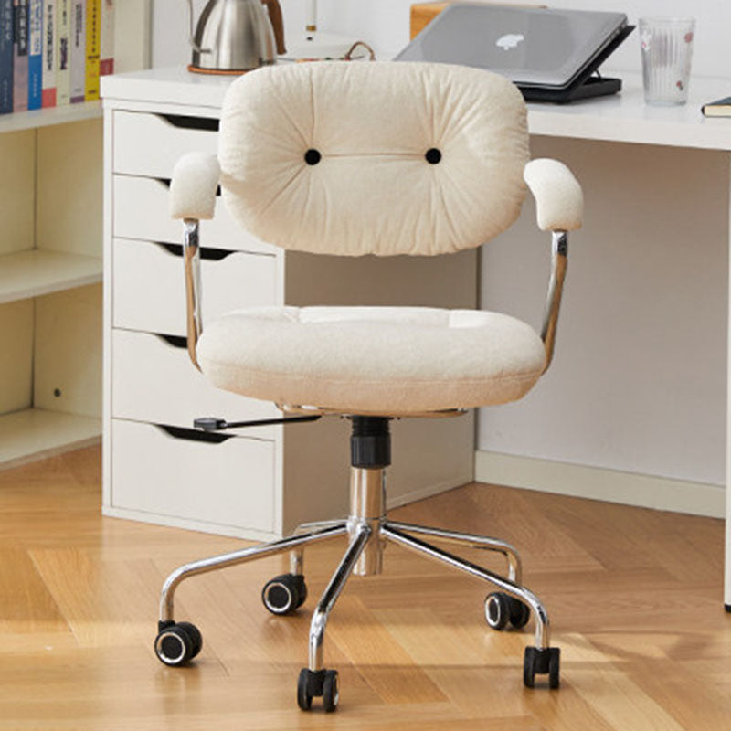 Contemporary Scandinavian Oval Solid Wood Plywood Steel Velvet-Upholstered Liftable Rotatable Desk Chair Backrest Armrest For Home Office