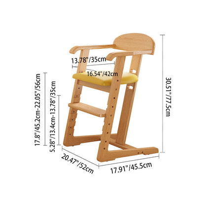 Modern Minimalist Geometric-Shaped Rubberwood PU Leather Kids Dining Chair Backrest Armrest For Dining Room