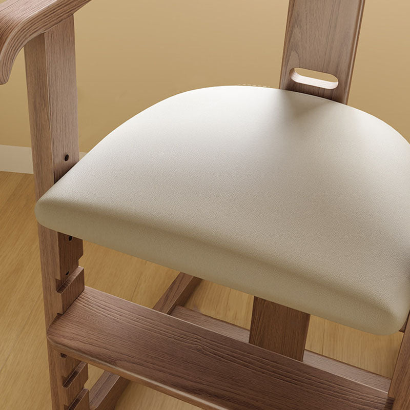 Modern Minimalist Geometric-Shaped Rubberwood PU Leather Kids Dining Chair Backrest Armrest For Dining Room