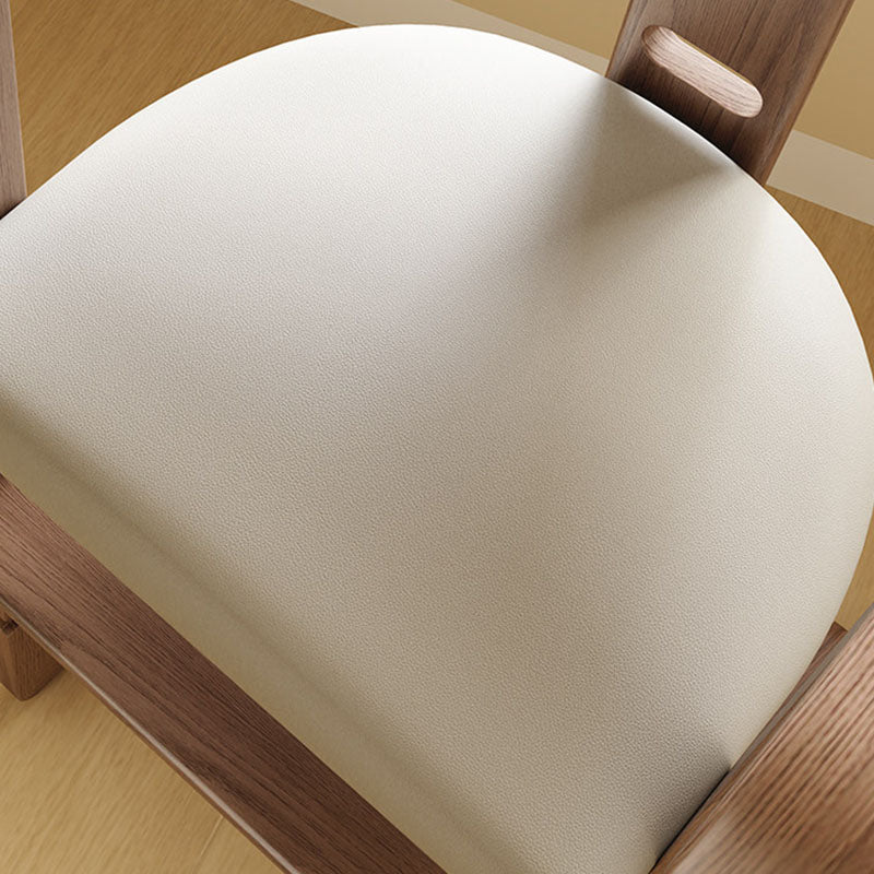 Modern Minimalist Geometric-Shaped Rubberwood PU Leather Kids Dining Chair Backrest Armrest For Dining Room