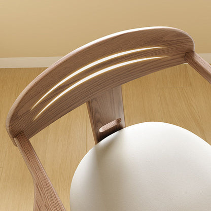Modern Minimalist Geometric-Shaped Rubberwood PU Leather Kids Dining Chair Backrest Armrest For Dining Room