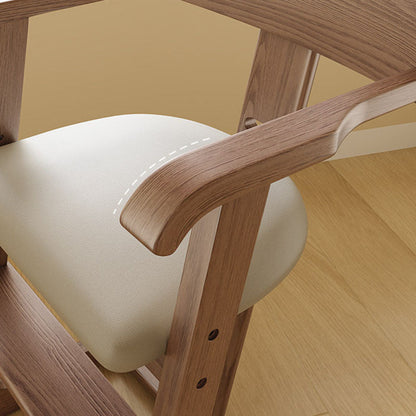 Modern Minimalist Geometric-Shaped Rubberwood PU Leather Kids Dining Chair Backrest Armrest For Dining Room