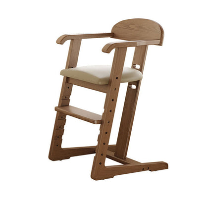 Modern Minimalist Geometric-Shaped Rubberwood PU Leather Kids Dining Chair Backrest Armrest For Dining Room