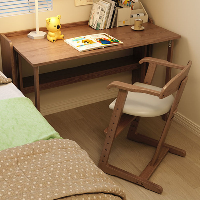 Modern Minimalist Geometric-Shaped Rubberwood PU Leather Kids Dining Chair Backrest Armrest For Dining Room