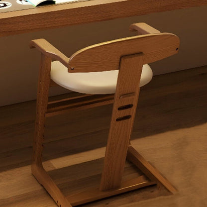 Modern Minimalist Geometric-Shaped Rubberwood PU Leather Kids Dining Chair Backrest Armrest For Dining Room
