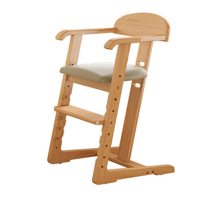 Modern Minimalist Geometric-Shaped Rubberwood PU Leather Kids Dining Chair Backrest Armrest For Dining Room