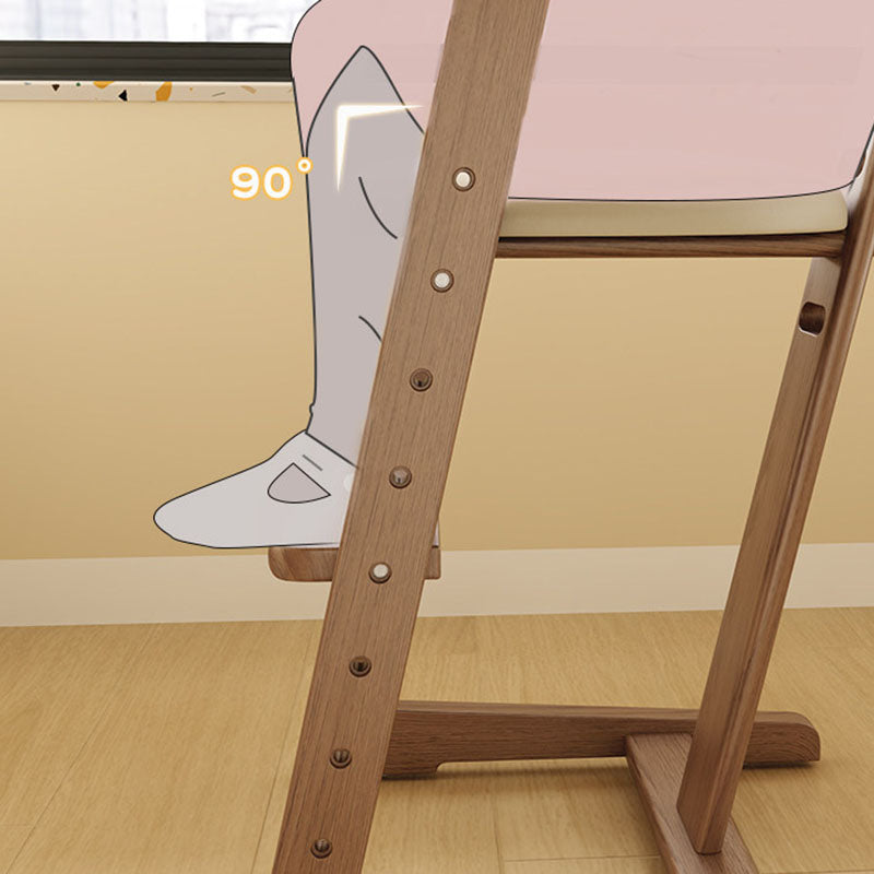 Modern Minimalist Geometric-Shaped Rubberwood PU Leather Kids Dining Chair Backrest Armrest For Dining Room