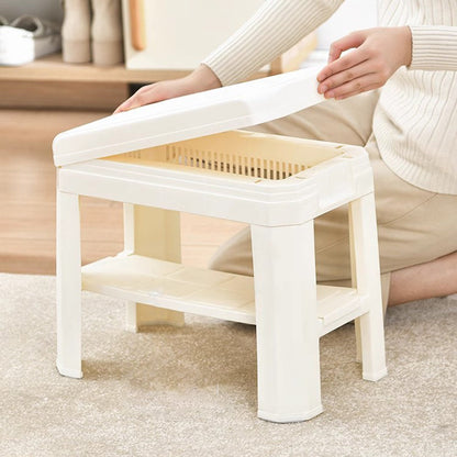 Modern Simplicity Rounded Rectangle PP Plastic Hidden Storage Shoe Bench Backless Armless For Entryway & Hallway