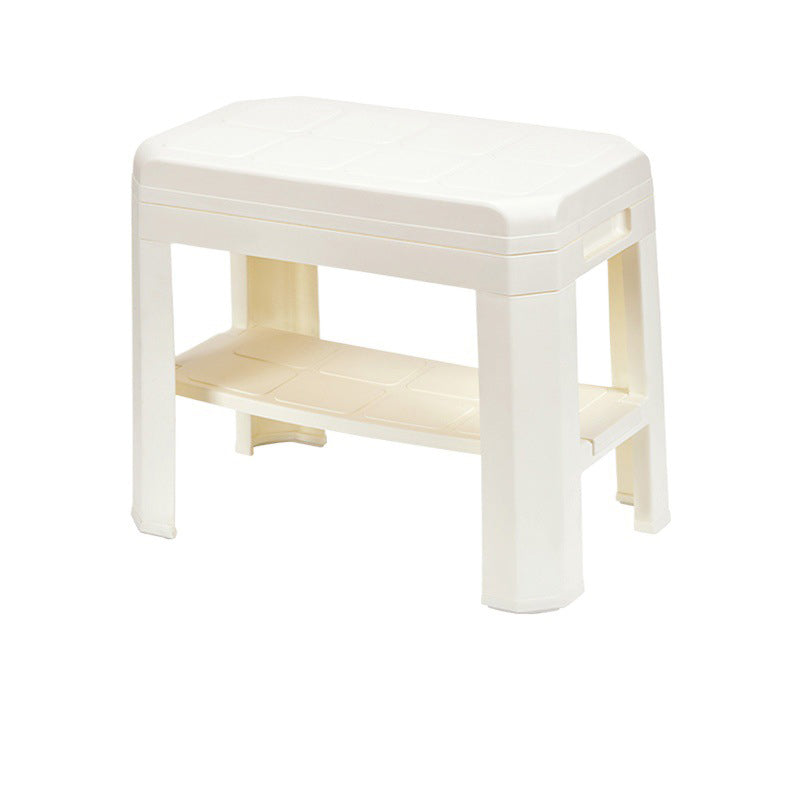 Modern Simplicity Rounded Rectangle PP Plastic Hidden Storage Shoe Bench Backless Armless For Entryway & Hallway