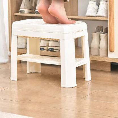 Modern Simplicity Rounded Rectangle PP Plastic Hidden Storage Shoe Bench Backless Armless For Entryway & Hallway
