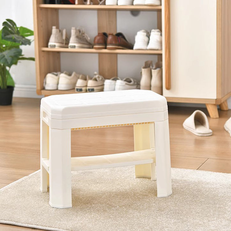 Modern Simplicity Rounded Rectangle PP Plastic Hidden Storage Shoe Bench Backless Armless For Entryway & Hallway