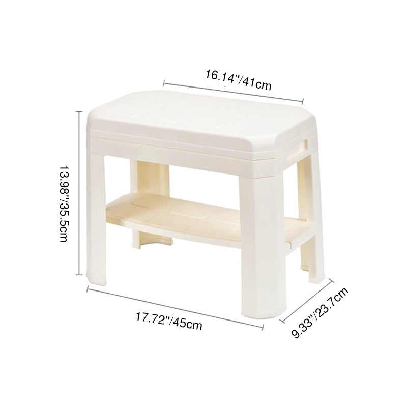 Modern Simplicity Rounded Rectangle PP Plastic Hidden Storage Shoe Bench Backless Armless For Entryway & Hallway