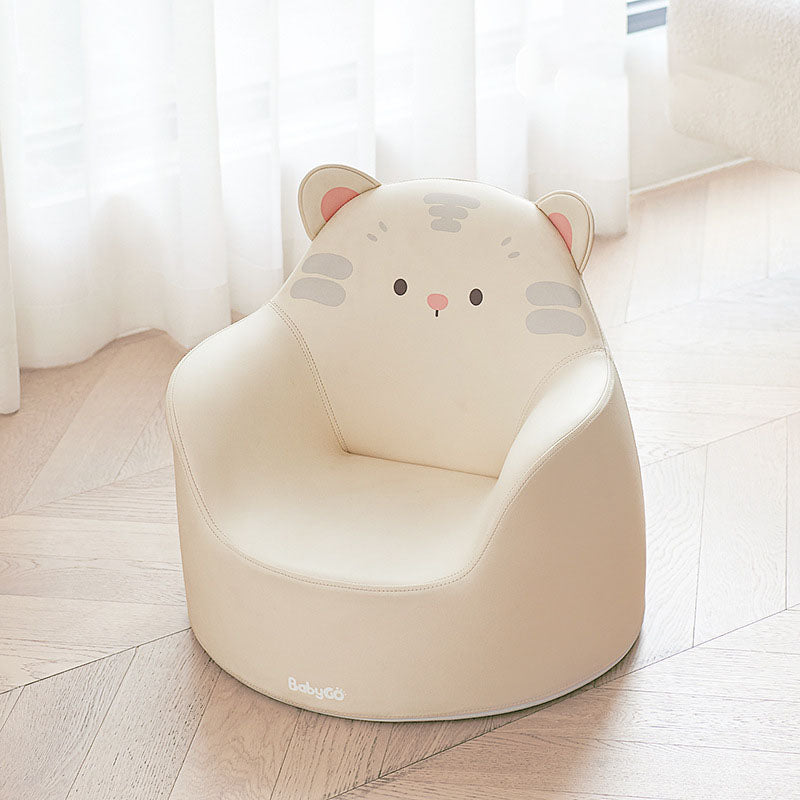 Modern Art Deco Cartoon Animal PU Leather Polyurethane Foam Kids Low Stool Backrest Armrest For Bedroom