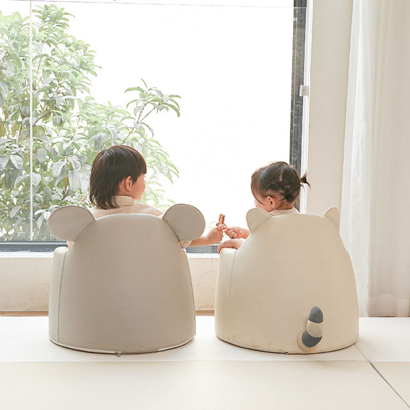 Modern Art Deco Cartoon Animal PU Leather Polyurethane Foam Kids Low Stool Backrest Armrest For Bedroom
