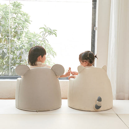Modern Art Deco Cartoon Animal PU Leather Polyurethane Foam Kids Low Stool Backrest Armrest For Bedroom