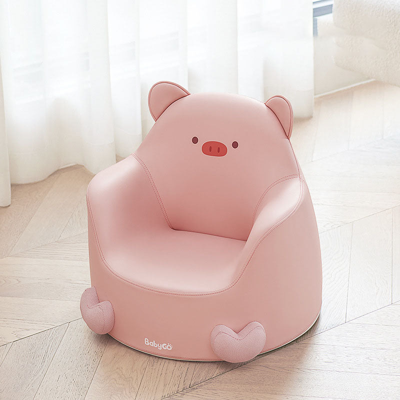 Modern Art Deco Cartoon Animal PU Leather Polyurethane Foam Kids Low Stool Backrest Armrest For Bedroom