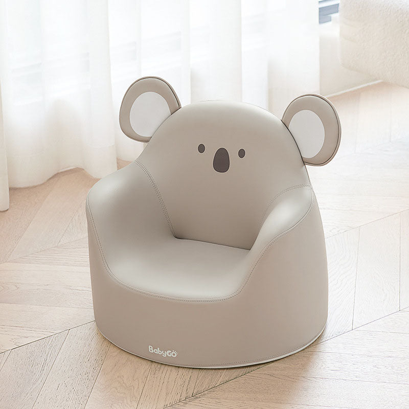 Modern Art Deco Cartoon Animal PU Leather Polyurethane Foam Kids Low Stool Backrest Armrest For Bedroom