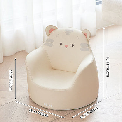 Modern Art Deco Cartoon Animal PU Leather Polyurethane Foam Kids Low Stool Backrest Armrest For Bedroom