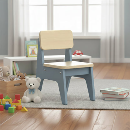 Contemporary Nordic Trapezoidal Durable Beech Wood Kids Low Stool Backrest Armless For Living Room