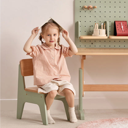 Contemporary Nordic Trapezoidal Durable Beech Wood Kids Low Stool Backrest Armless For Living Room