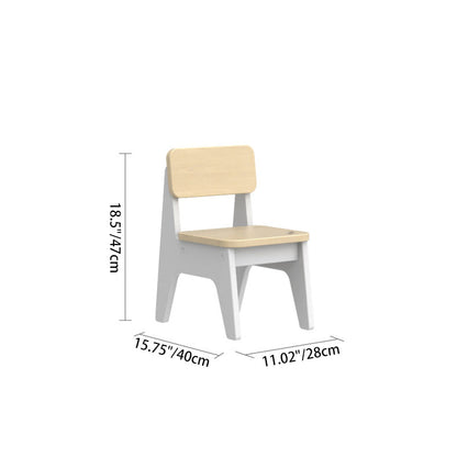 Contemporary Nordic Trapezoidal Durable Beech Wood Kids Low Stool Backrest Armless For Living Room