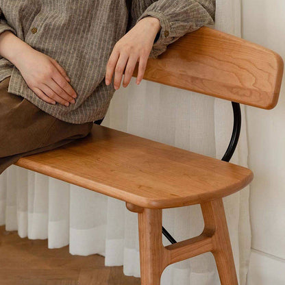 Modern Mid-Century Oval Rubberwood Carbon Steel Comfortable Bench Backrest Armless For Dining Room & Entryway