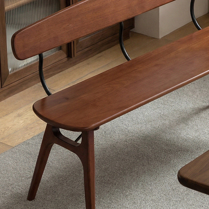 Modern Mid-Century Oval Rubberwood Carbon Steel Comfortable Bench Backrest Armless For Dining Room & Entryway