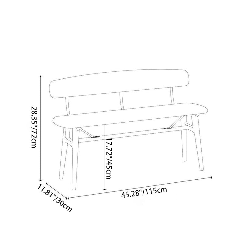 Modern Mid-Century Oval Rubberwood Carbon Steel Comfortable Bench Backrest Armless For Dining Room & Entryway