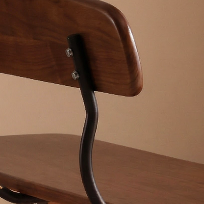 Modern Mid-Century Oval Rubberwood Carbon Steel Comfortable Bench Backrest Armless For Dining Room & Entryway