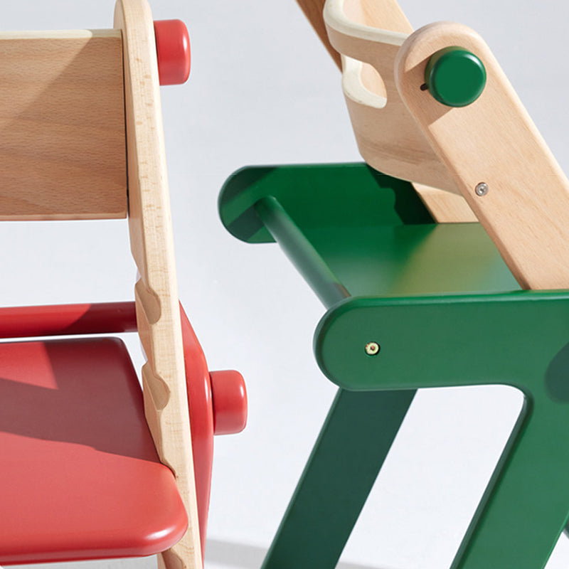 Modern Minimalist Geometric Beech & Plywood Adjustable Kids Lounge Chair Backrest Armless For Dining Room & Study