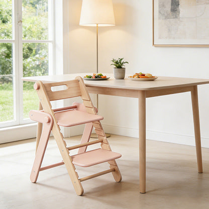 Modern Minimalist Geometric Beech & Plywood Adjustable Kids Lounge Chair Backrest Armless For Dining Room & Study