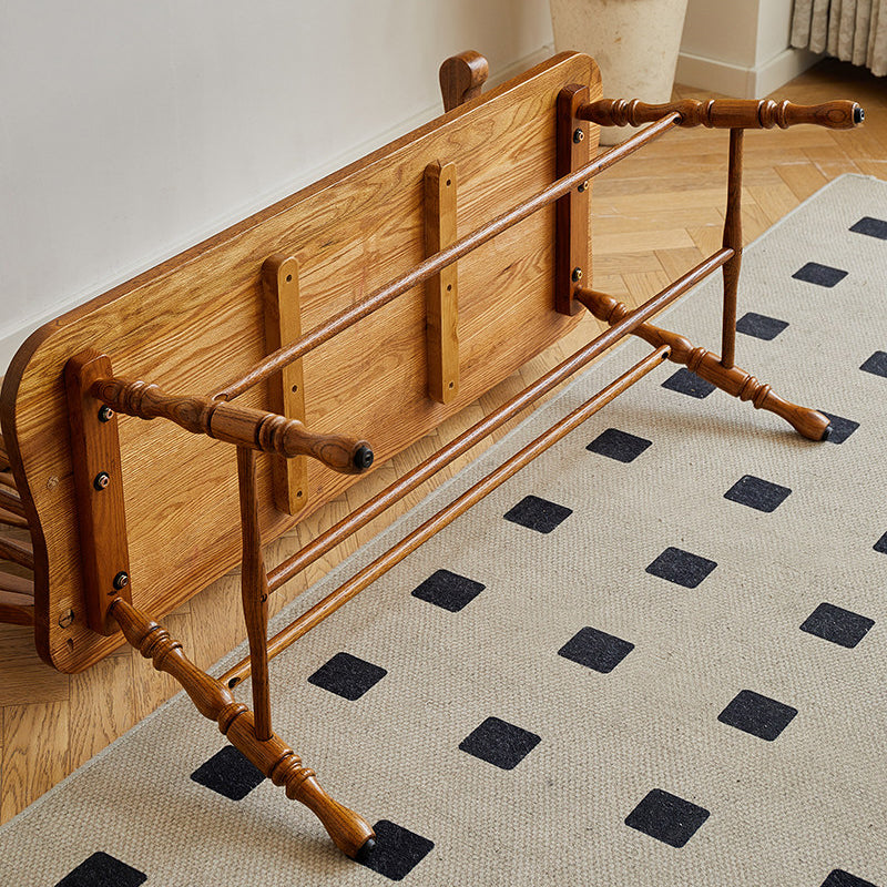 Traditional Vintage Hollow Trapezoidal Red Oak Plywood Bench Backrest Armrest For Dining Room & Balcony