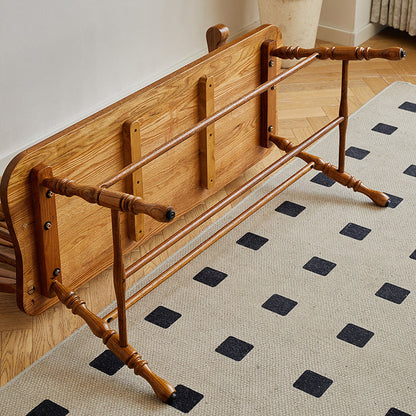 Traditional Vintage Hollow Trapezoidal Red Oak Plywood Bench Backrest Armrest For Dining Room & Balcony